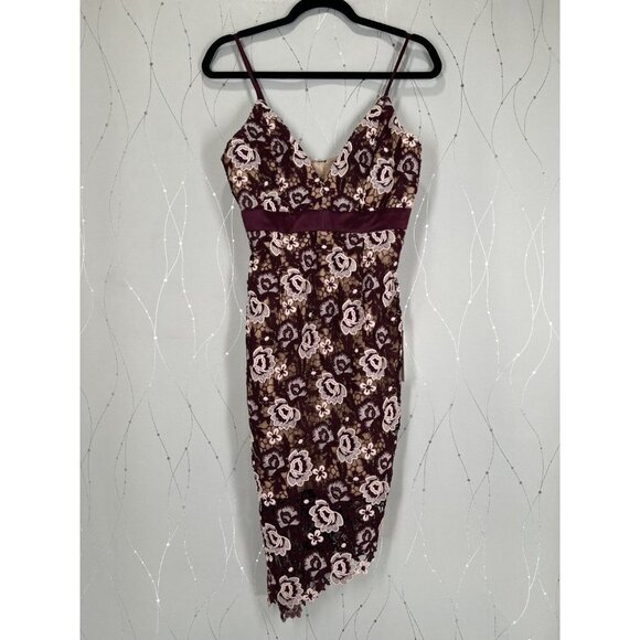 NWT Bardot Purple Dalia Lace Asymmetrical Midi Dress $119 - Picture 7 of 16